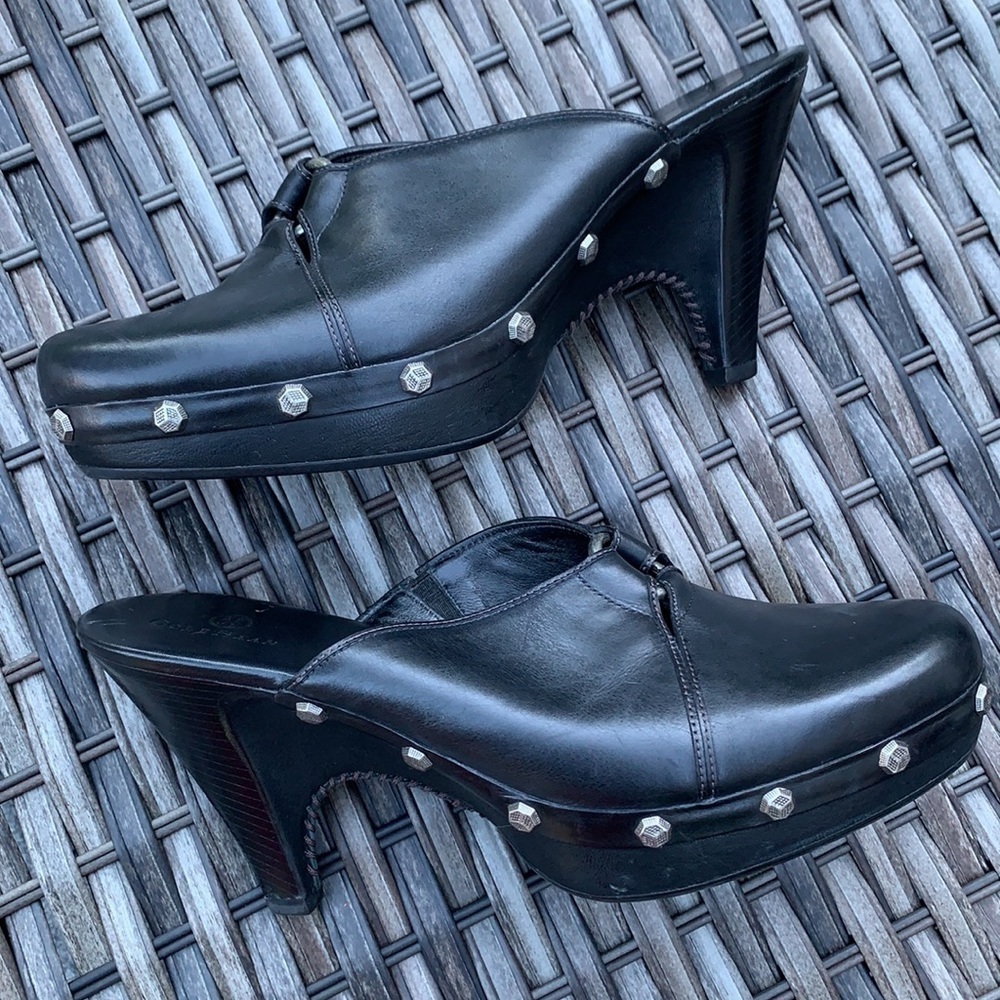 Cole Haan Kenna Clog Black Leather Studded Mules - Picture 2 of 16